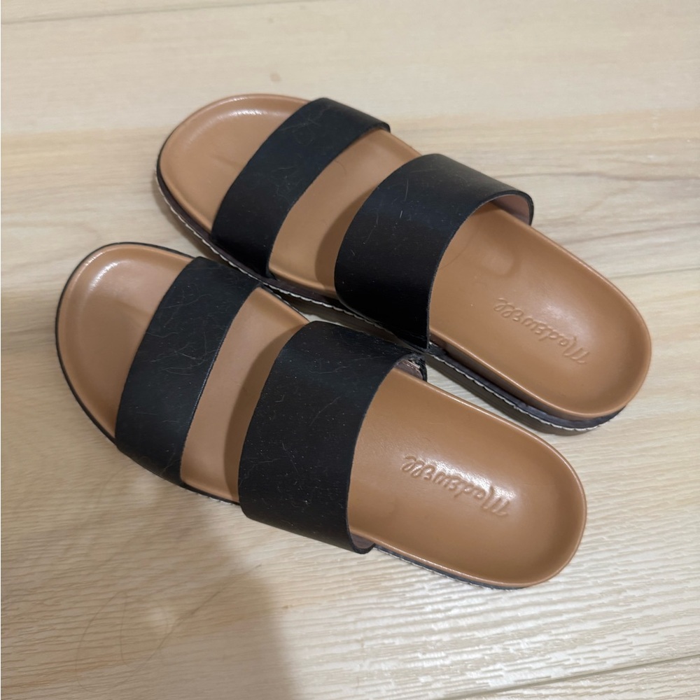 Madewell Black and Tan Slide Sandals